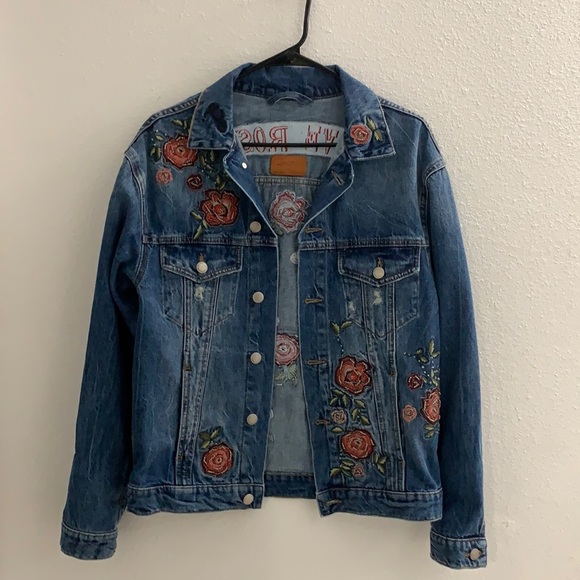 Embroidered beaded denim jacket - Picture 2 of 8